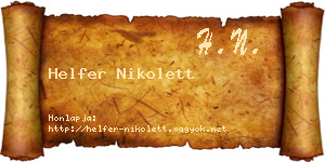Helfer Nikolett névjegykártya